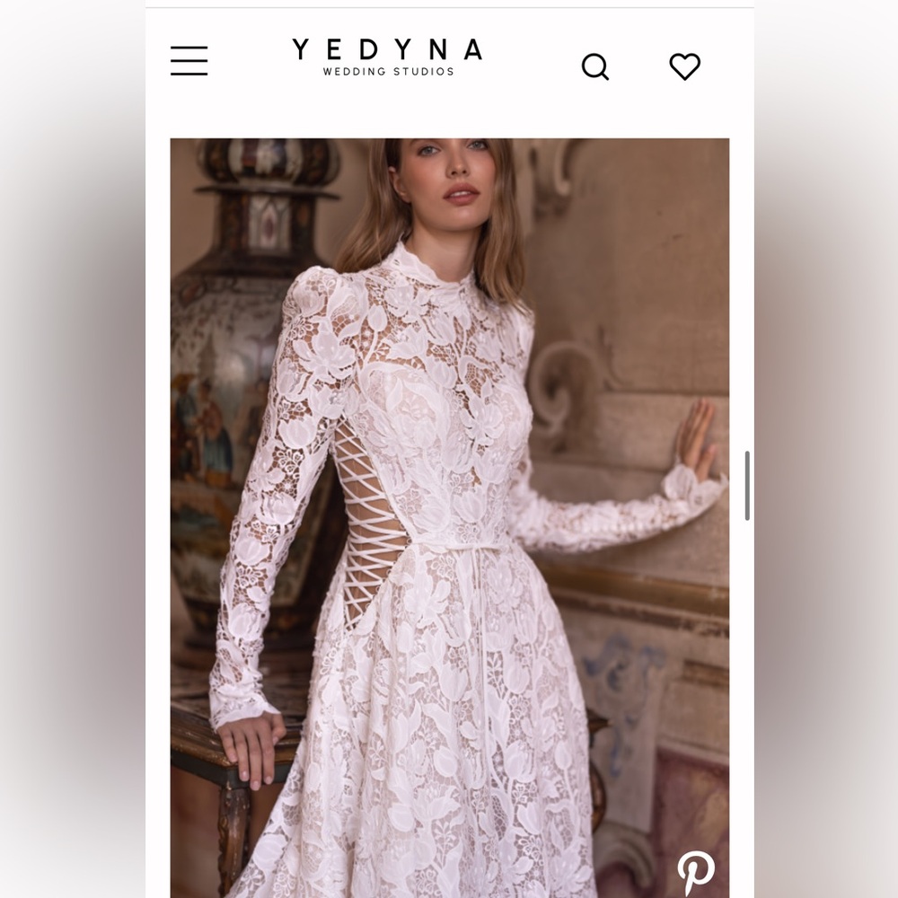 YEDINA studios long sleeve vintage style lace corset wedding dress stunning! S - Picture 3 of 17